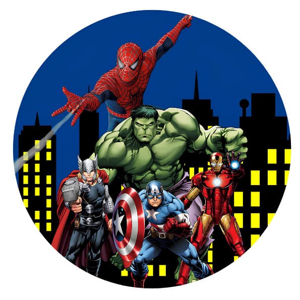 Capa Para Painel Heróis Vingadores Hulk Thor Homem aranha Festa Tecido Sublimado 1,50x1,50m e 50x50cm Vários Modelos