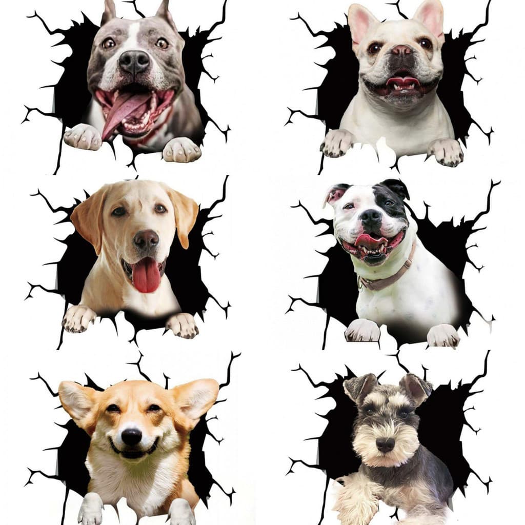 Decalque Decalques 3D Para Janelas De Cães Carros Engraçados Decoração De Personalizada Parede De Vinil Pitbull Crack