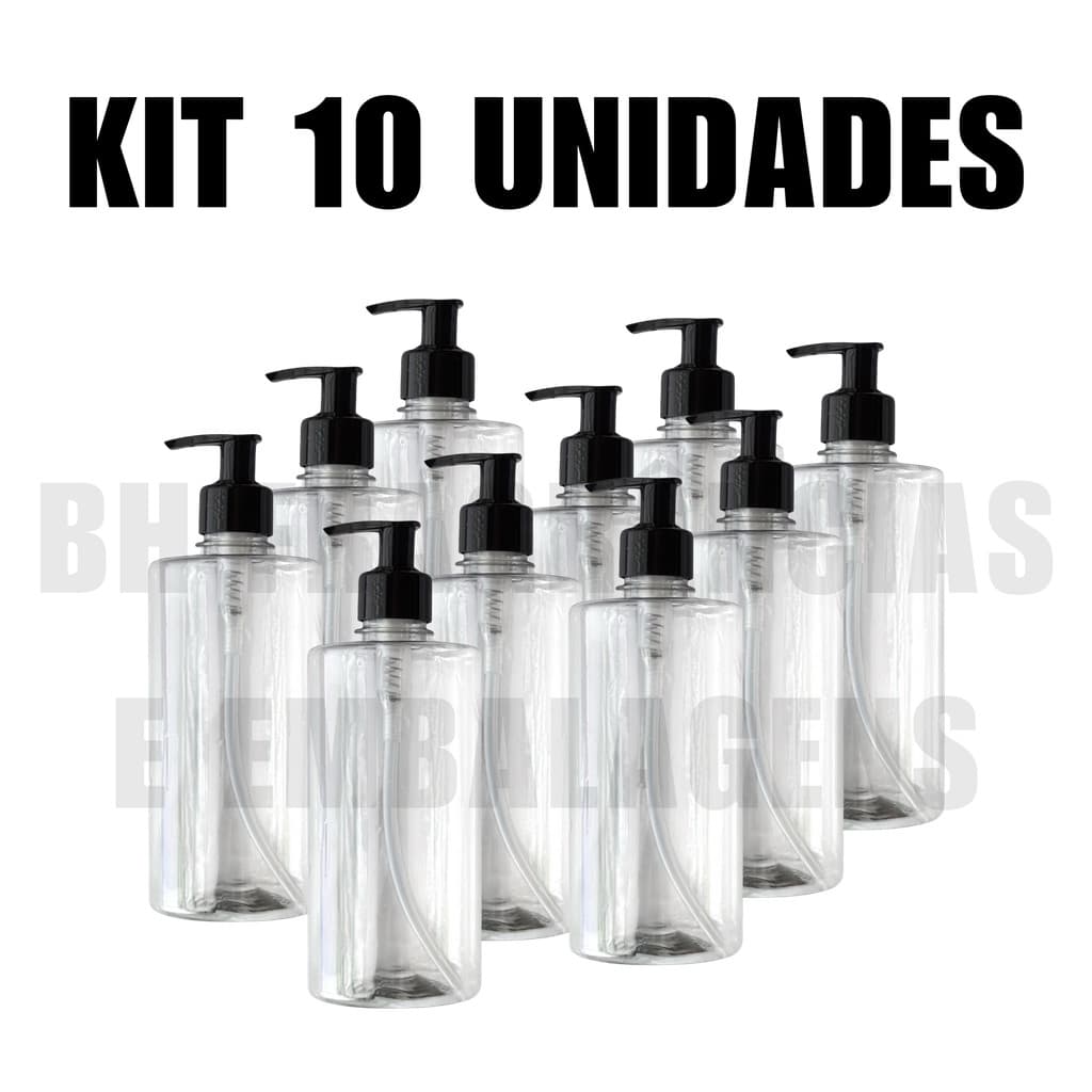 Kit 10 Frascos Pet 500ml Com Válvula Saboneteira Pump Álcool Gel Refil Sabonete Liquido rE