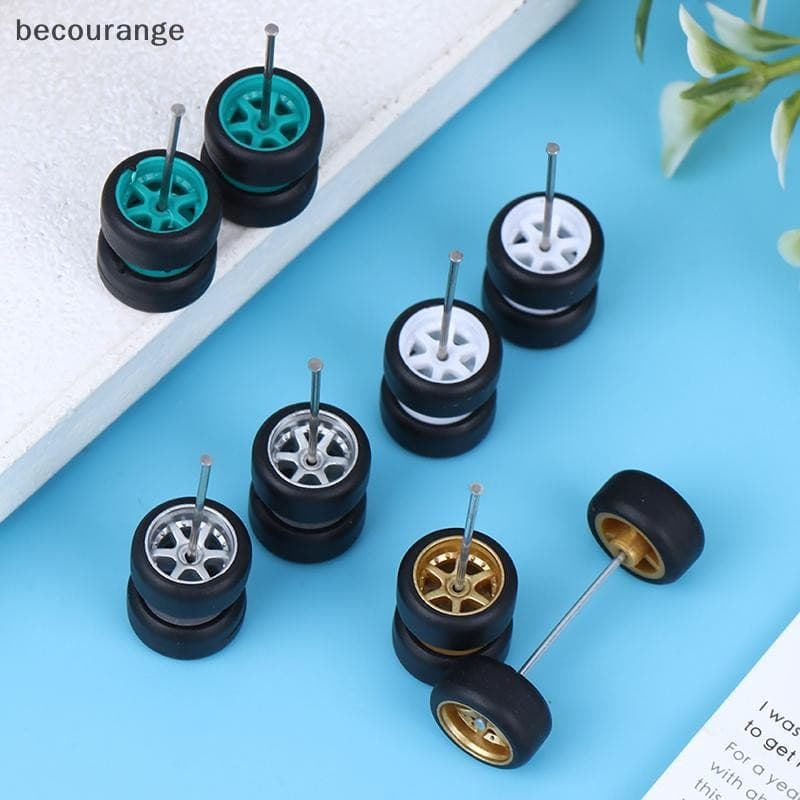 [becourange] 1/64 Rodas Para Hotwheels Com Pneu De Borracha Modelo Básico Peças Modificadas De Carro Corrida [BR]