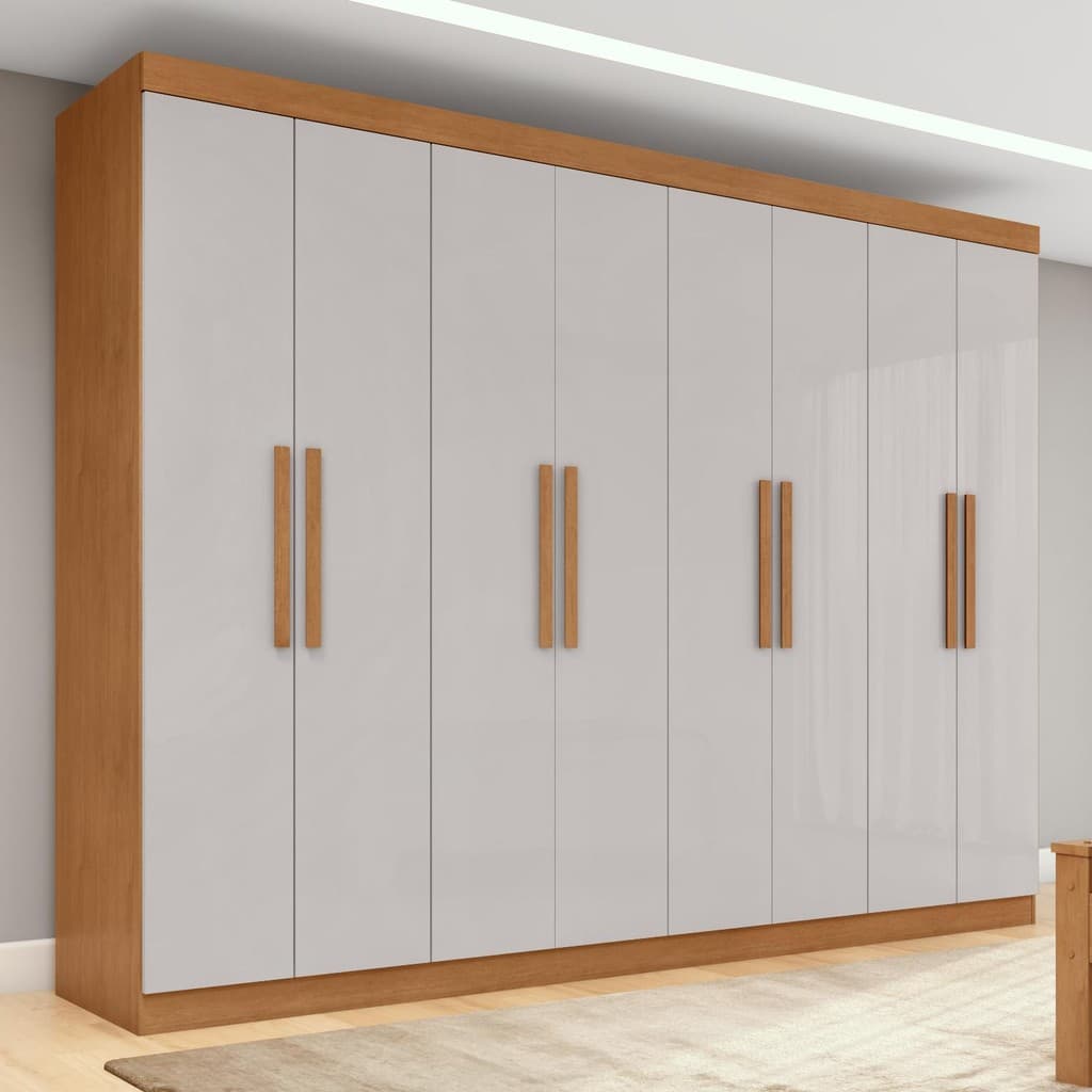 Guarda-roupa Casal Easy Slim 8 Portas Amendoa Clean/Off White