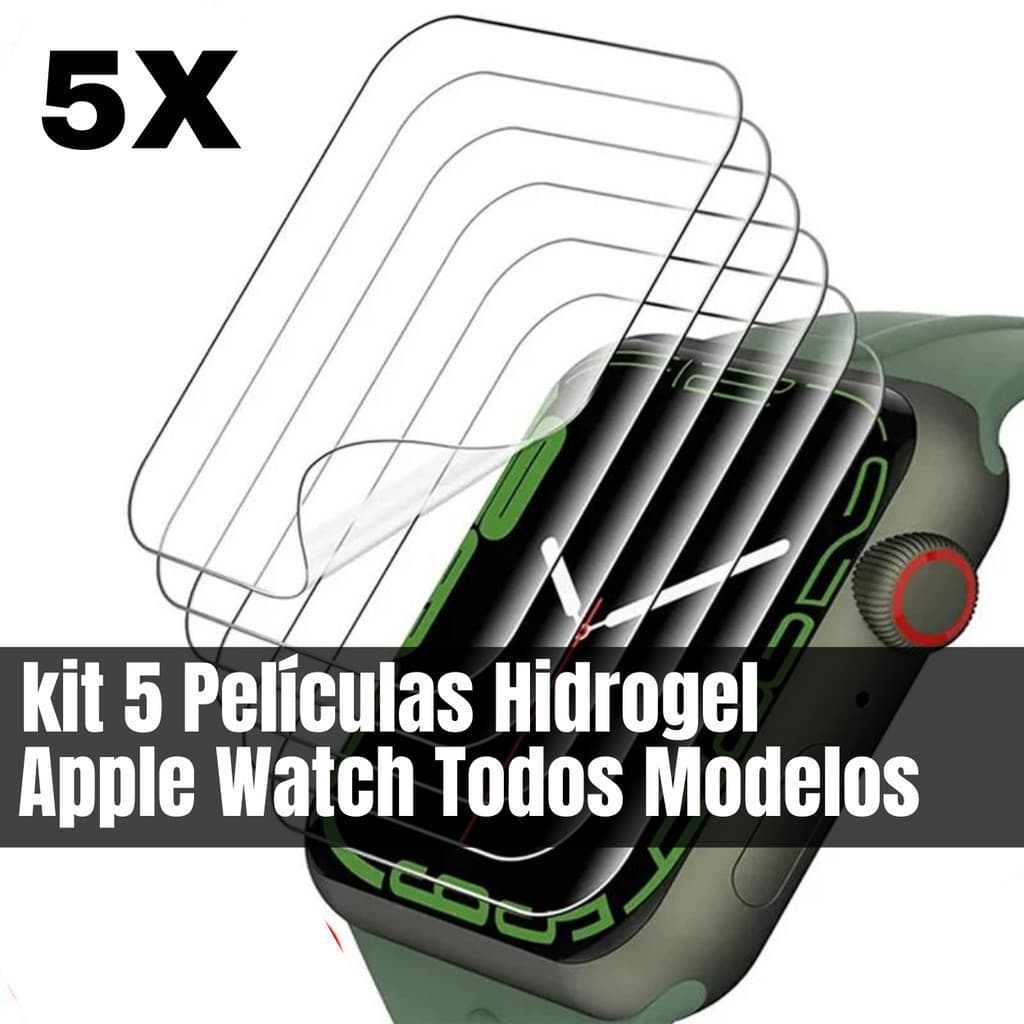 3 ou 5 Películas De Hidrogel HD ou Fosca para Todos Smartwatch Apple Watch Series Ultra 40,41,42,43,44,45,46,47,48,49mm