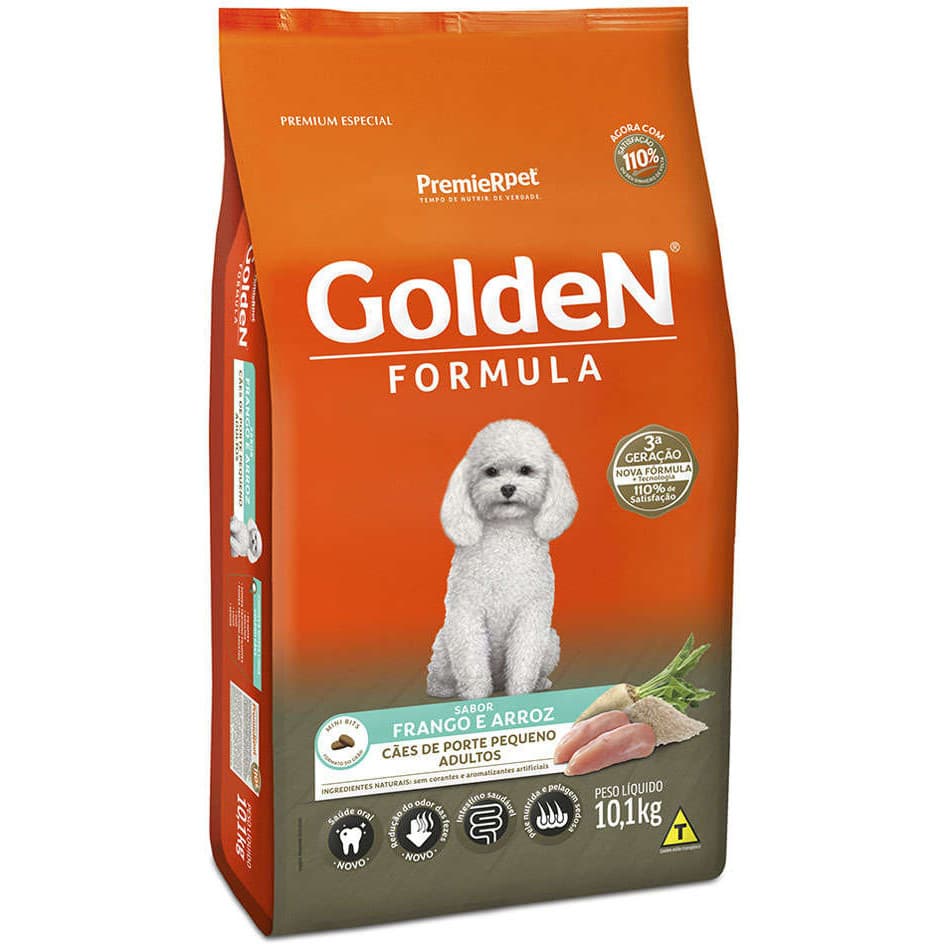 Ração Golden Fórmula Cães Adultos Raças Pequenas Frango e Arroz Mini Bits 10,1 kg
