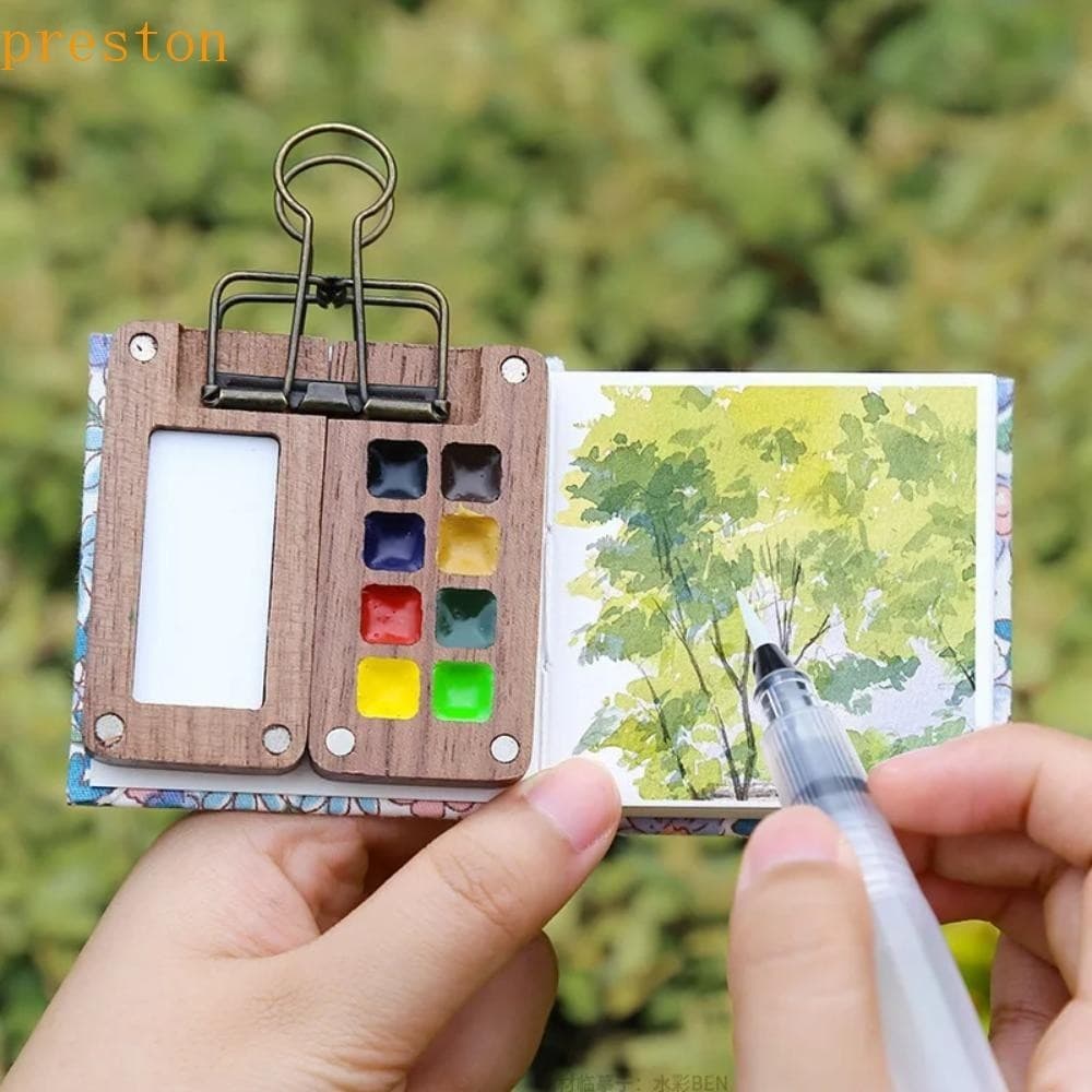 PRESTON Mini Paleta De Tinta Aquarela , Caixa Vazia Portátil , Nogueira Preta