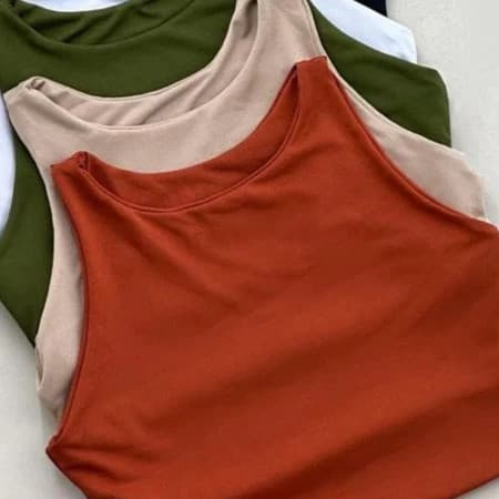 3 Regatas Blusinha Feminina Suplex Duplo Elegante Moda Blogueira Tendencia Básica