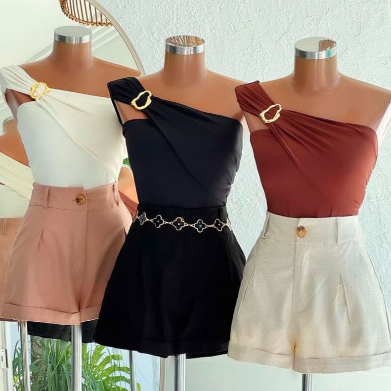 Body Feminino Fivela Elegante 0rgânico Poliamida Suplex Nula Manga Tomara que caia Mula Manca