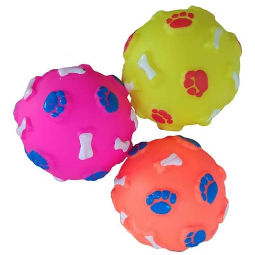 3 Brinquedo Pet Bola Bolinha Com Apito Cães cachorros de pequeno porte Bola Vinil Sortida colorida
