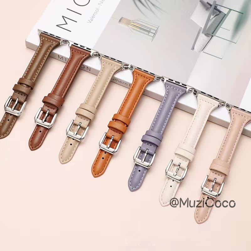 Pulseira De Couro Fino Para iWatch Série 10 S9 8 7 6 5 4 3 2 1 ultra1 2 49MM SE 40mm/44mm Banda 41mm 45mm 46mm 42mm