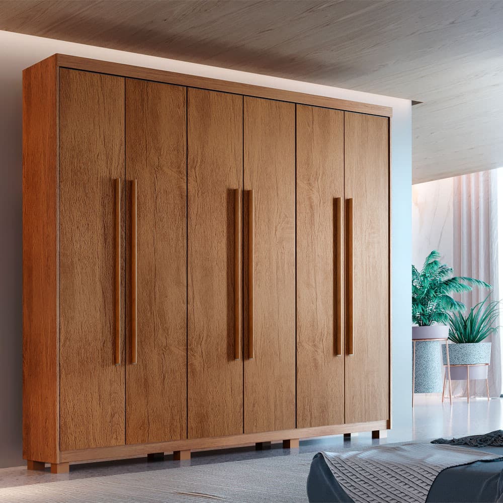 Guarda Roupa Casal Heros 6 Portas MDF Com pés Moderna