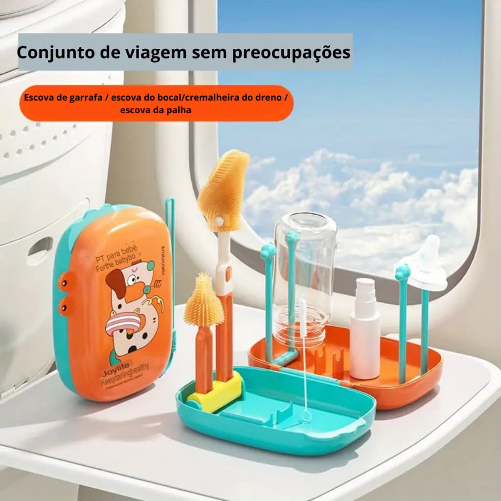 Kit Escova de limpeza portátil para mamadeira e bico, kit de limpeza para lavar mamadeira e chupeta