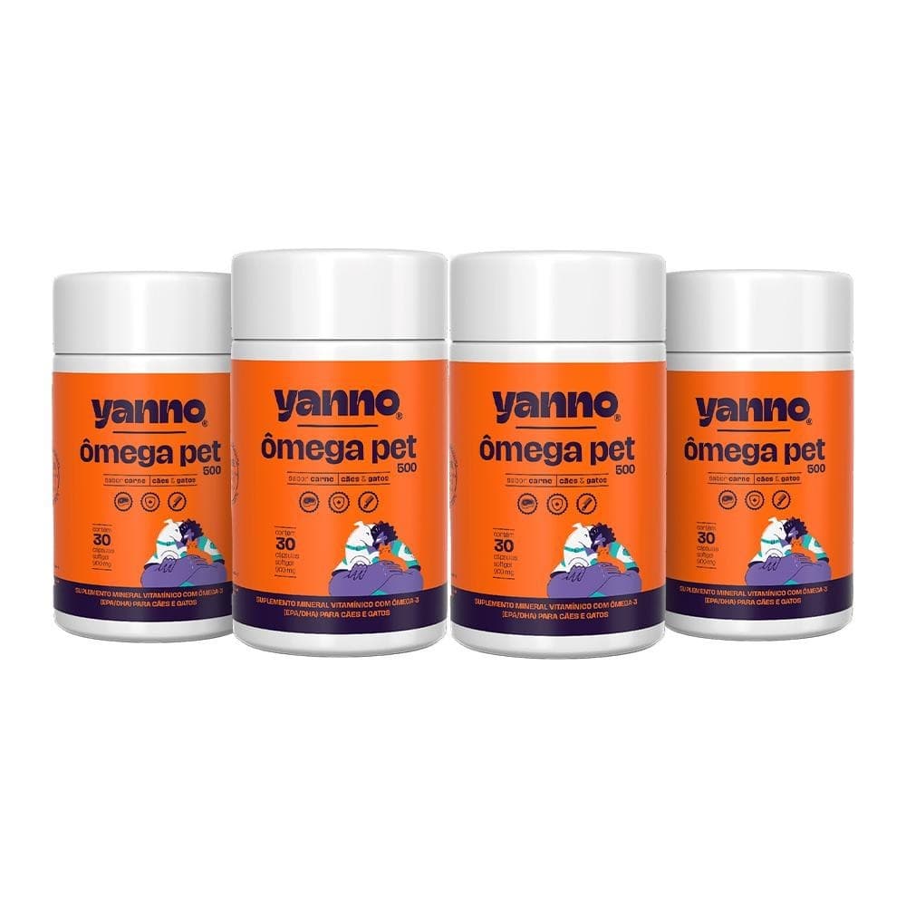 Ômega 3 Pet CONCENTRADO | Cães e Gatos | 120Cáps | EPA + DHA, Vit A e E, Selênio | Suporte à Saúde Geral | Sabor Carne
