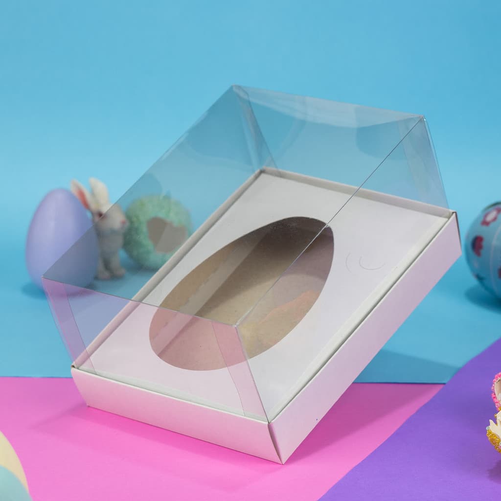 10 Caixas para 1 Ovo de Colher 350g - Branco Duplex -  Tampa Alta