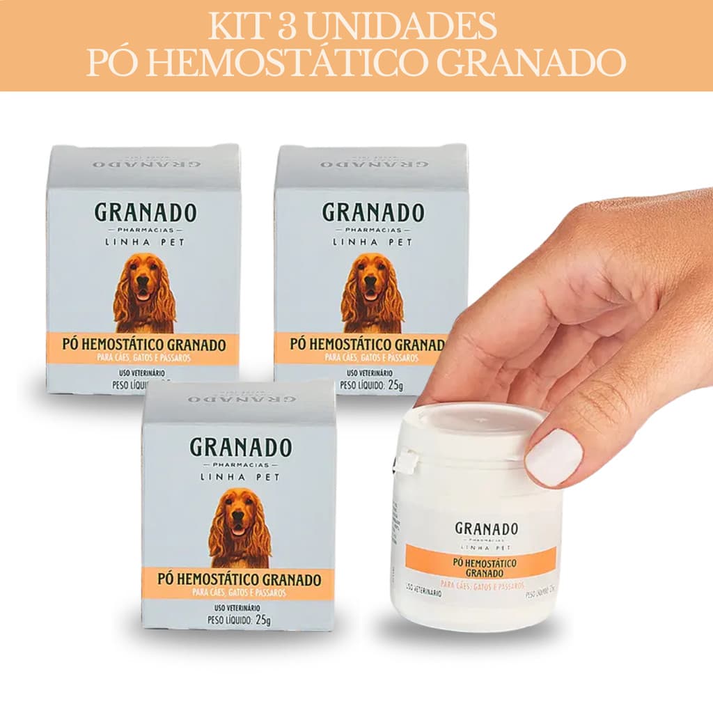 Kit com 3 unidades de Pó Hemostático Granado 25g cada (Validade 2027)