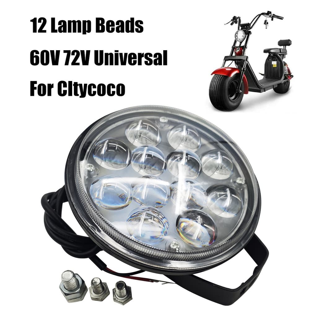 Conjunto De Farol Dianteiro De Scooter Elétrico 12 Contas De Lâmpada 60V 72V Para Elétrica CItycoco Harley