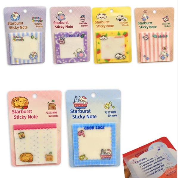 Bloco de Notas Transparente Lindo Papelaria Fofa