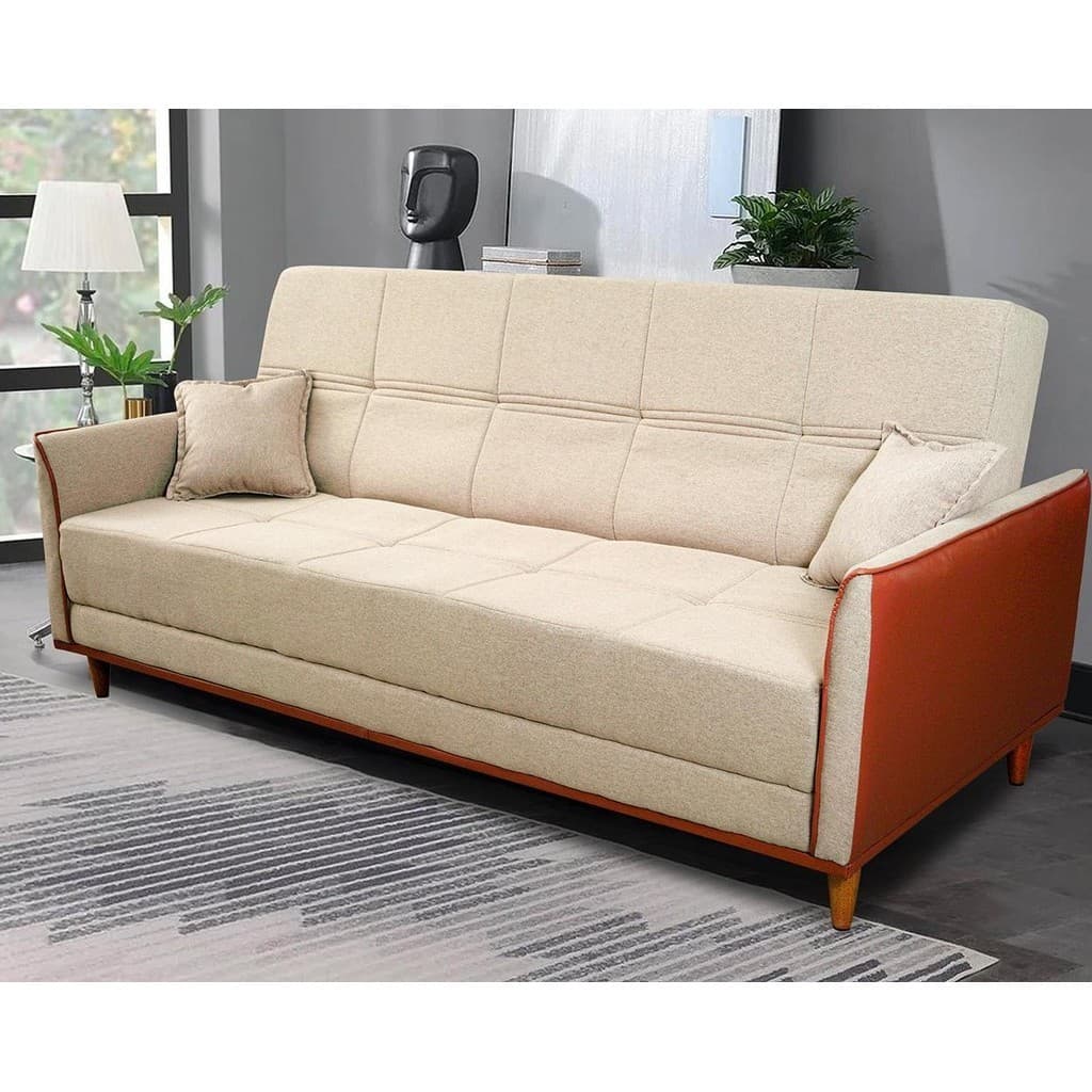 Sofá Cama Sérvia 2,00m Bege Linho Rustico - King House