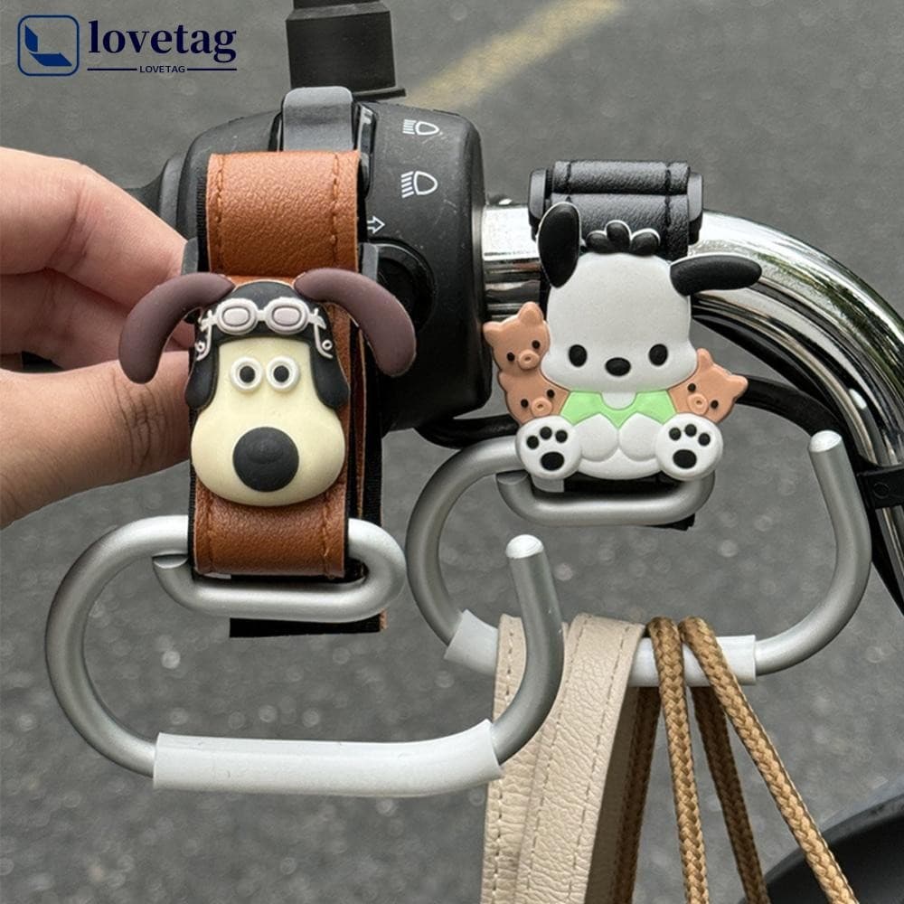 LOVETAG Motocicleta Bicicleta Elétrica Barra De Mão Gancho Capacete Armazenamento Saco Bagagem Titular Couro Liga Alumín
