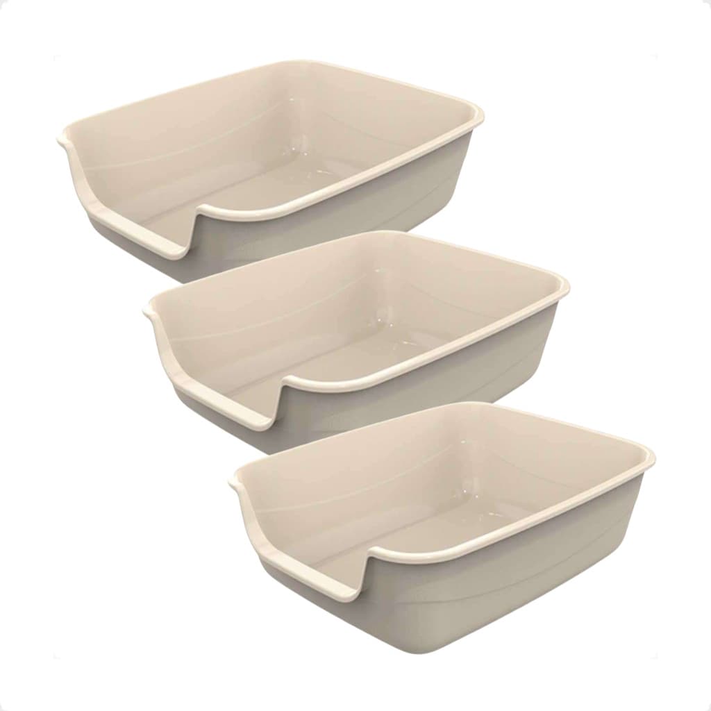 Kit 3 Caixa de Areia Gatos Grande 62x50x20 Furba Jumbox Pet Injet - Nude