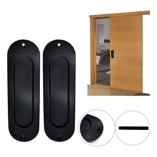 2 Puxadores para porta de correr concha de sobrepor 1 par preta branca dourada e cinza