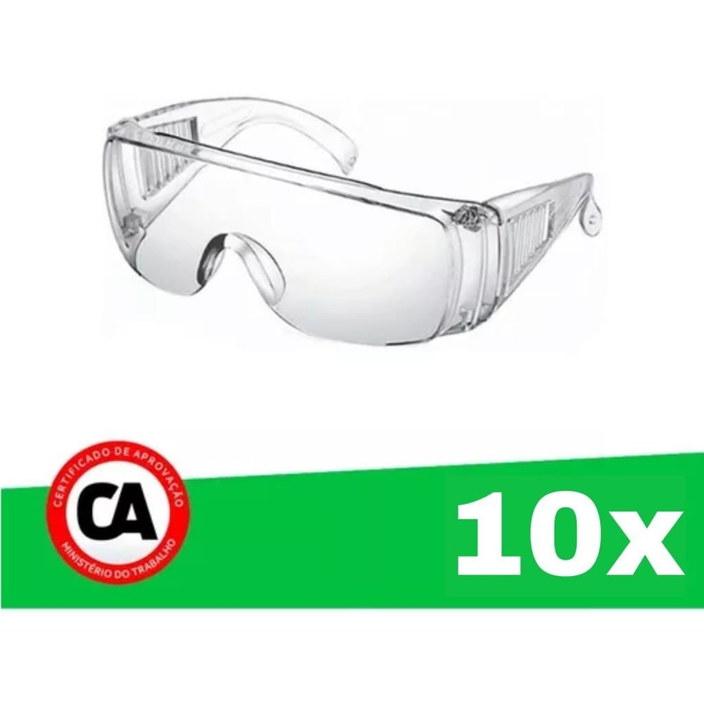 Kit 10 Óculos Proteção Segurança Sobrepor Anti Risco Epi Incolor