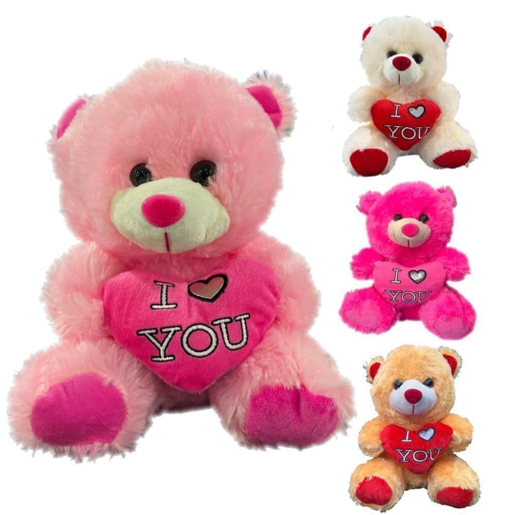 Urso de pelúcia 22 cm Ursinho Peludo Coração Macio Selo Imetro p/ Cestas Presentes Estampa Maquina de Bichinhos