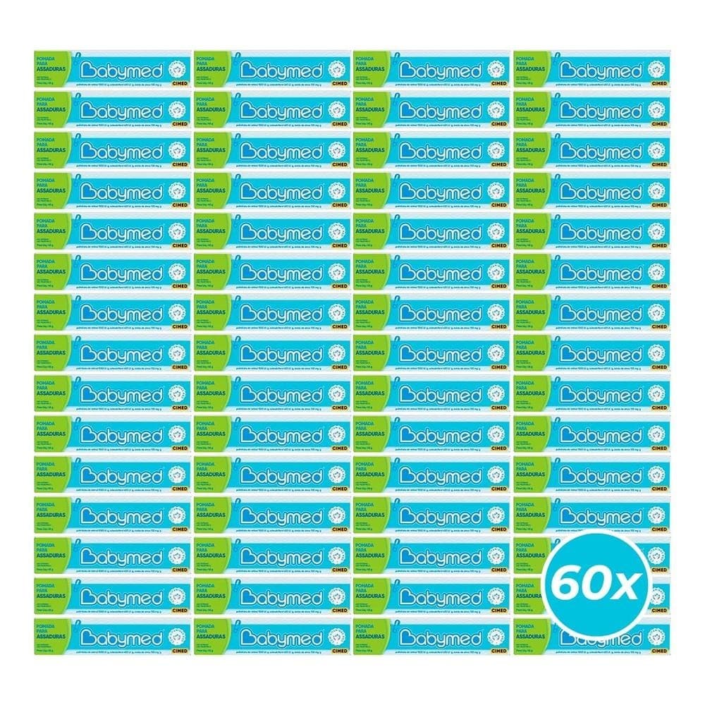 Kit 60 Pomadas Para Prevenção De Assaduras Babymed Azul 45g