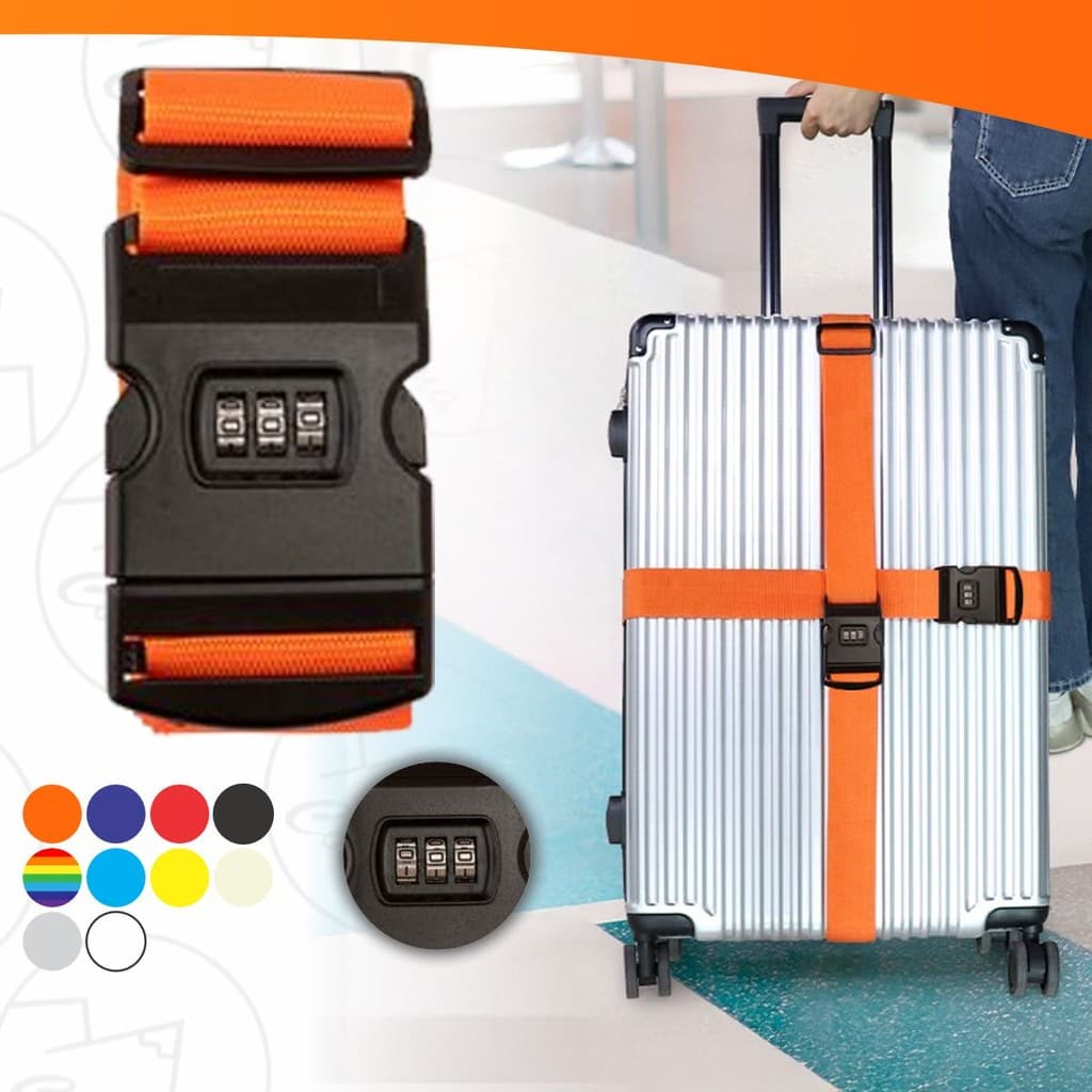 kit com 2 Cintos Para Mala de Viagem Bagagem Com Senha De Segurança