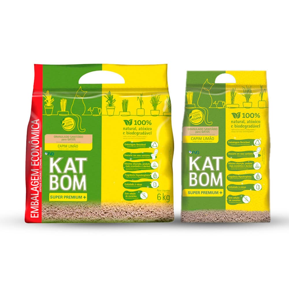Granulado Sanitário Katbom Capim Limão - Areia Higiênica para Gatos