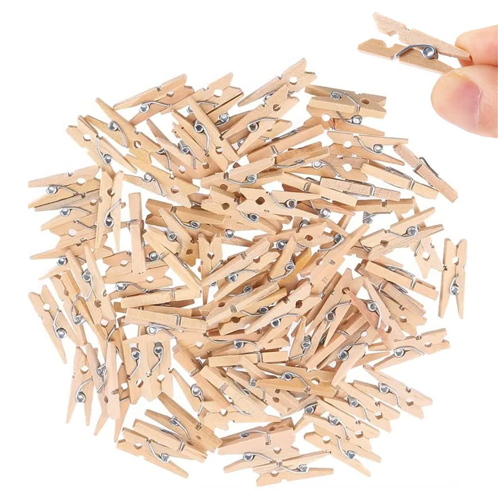 60 a 300 Mini Prendedor Pregador Pequeno Colorido ou Marrom Natural Drink Tag Varal de Fotos Lembrancinha