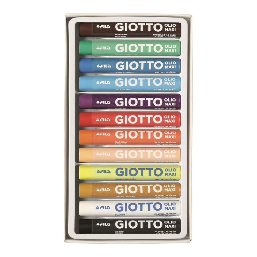 Kit Completo Giz Pastel 12 cores  Oleoso Giotto OLIO MAXI