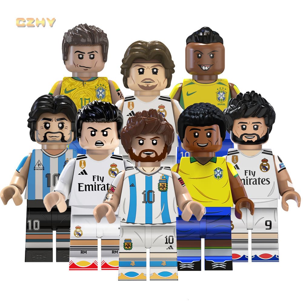 Jogador De Futebol Star Messi Ronaldo Ronaldinho Benzema Neymar Modric Building Blocks Figuras Brinquedos Infantis