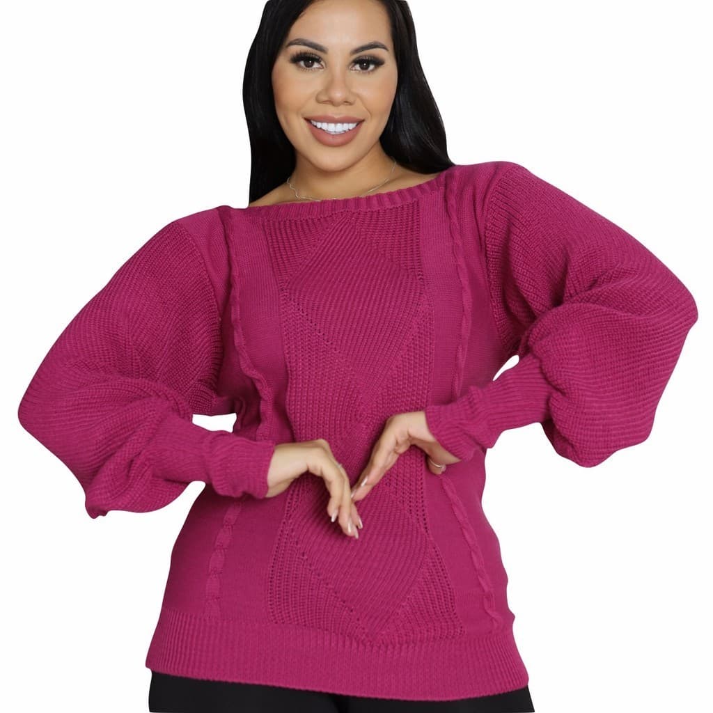 Blusa Inverno Com Mangas Bufantes E Detalhes na Manga