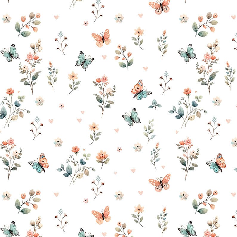 Fralda Mini Quad. Digital Flores e Borboletas 50cm X 75cm