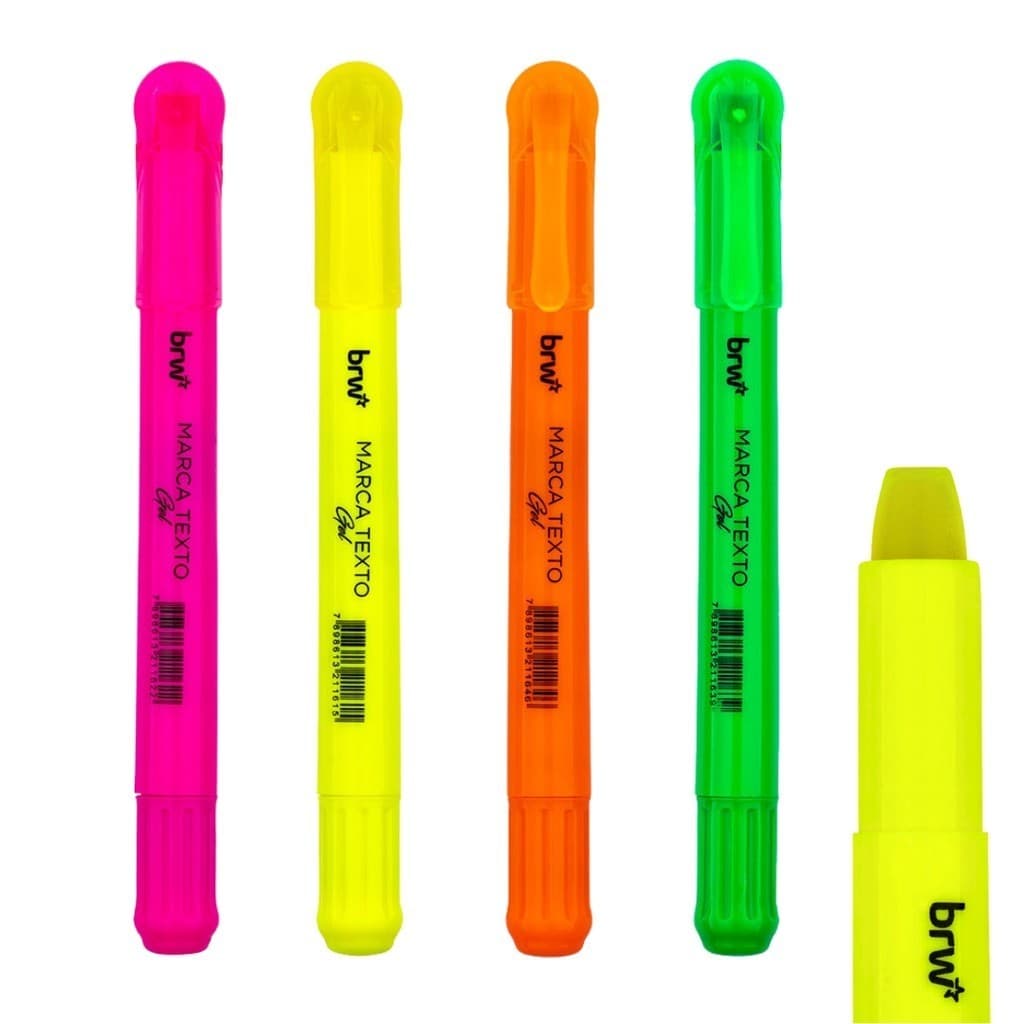 Marca Texto em Gel Neon Retrátil - BRW Para Vade Mecum e Bíblia Não Mancha o Verso
