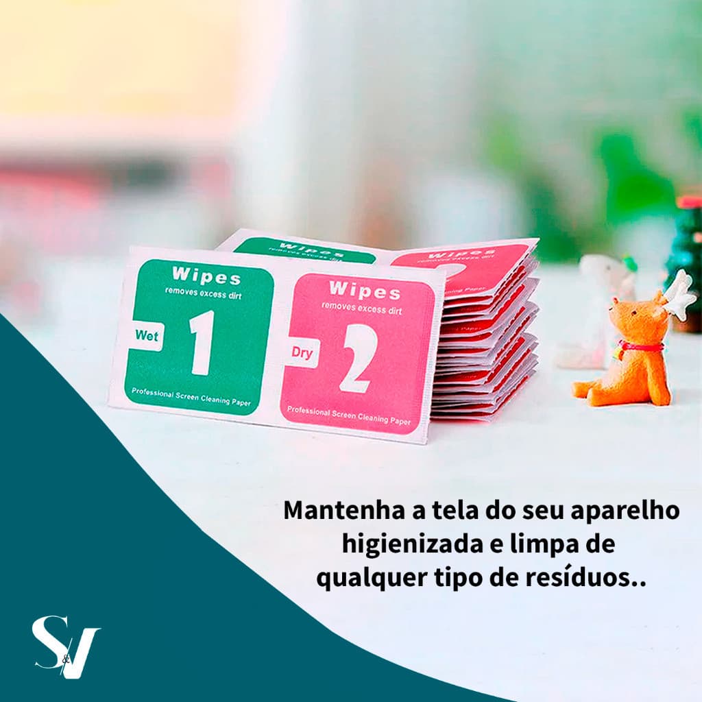 Kit de Limpeza para Peliculas / Telas de Celular Camera : Lenços Umedecidos e Secos
