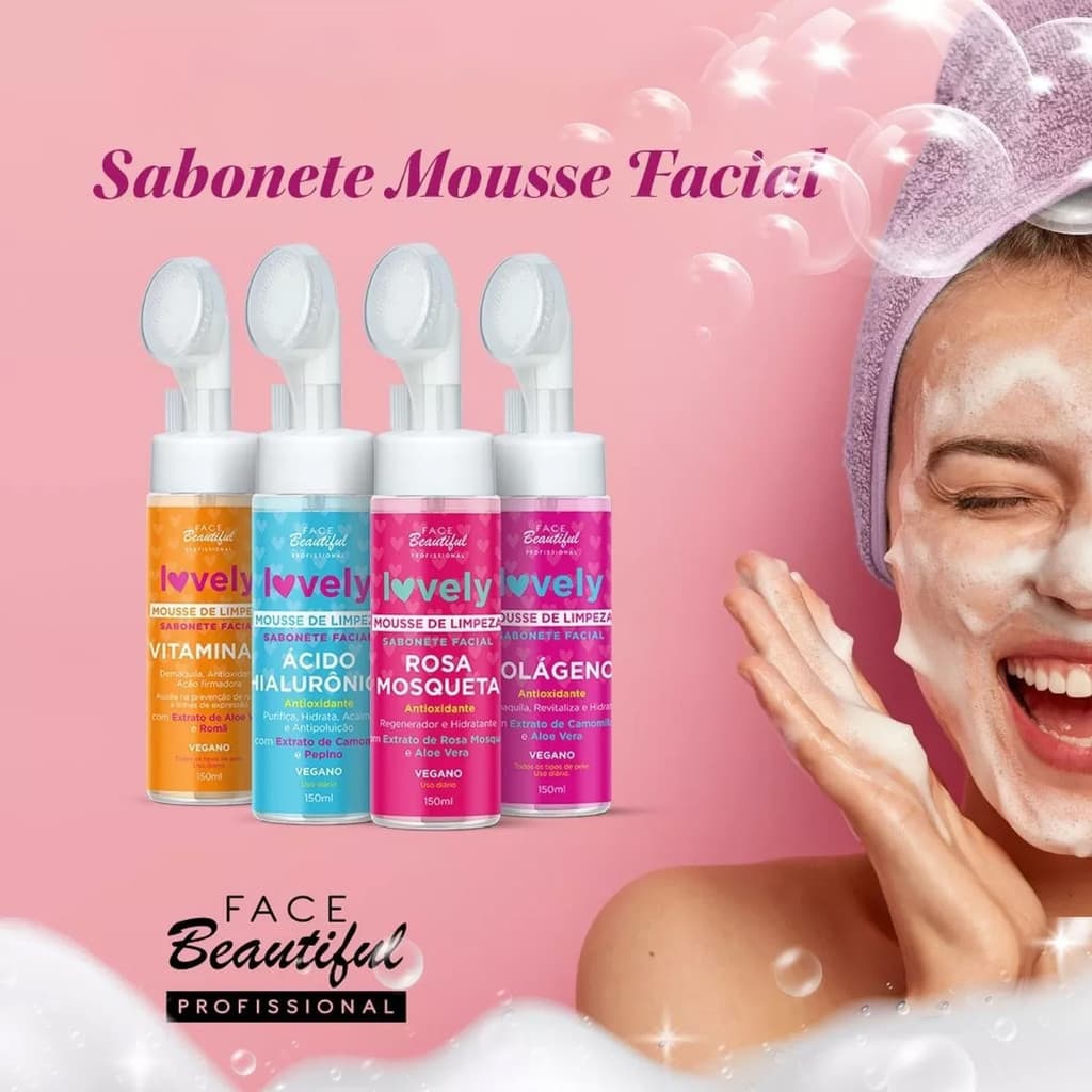 Kit Mousse de Limpeza Facial Lovely Face Beautiful