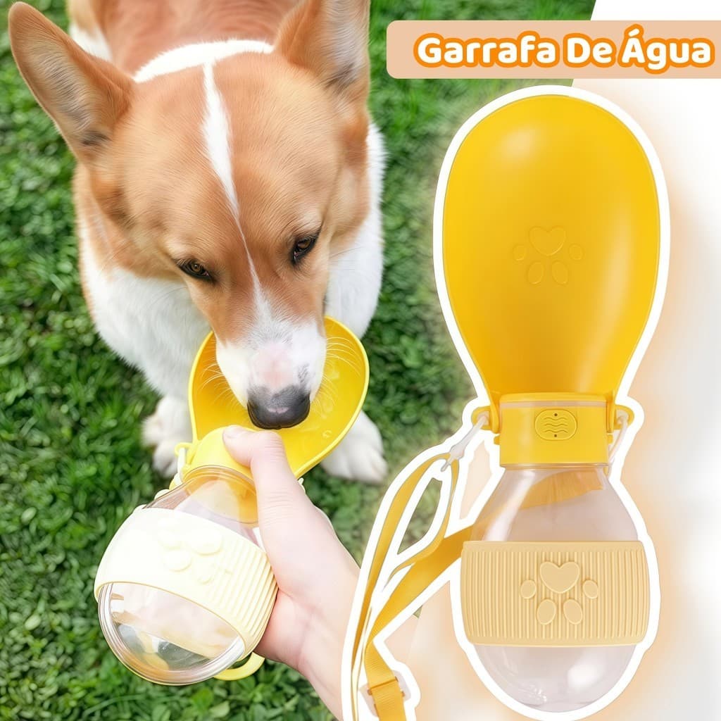 Garrafa de Água Portátil e Dobrável para Pets - Ideal para Caminhadas com Cachorros e Gatos