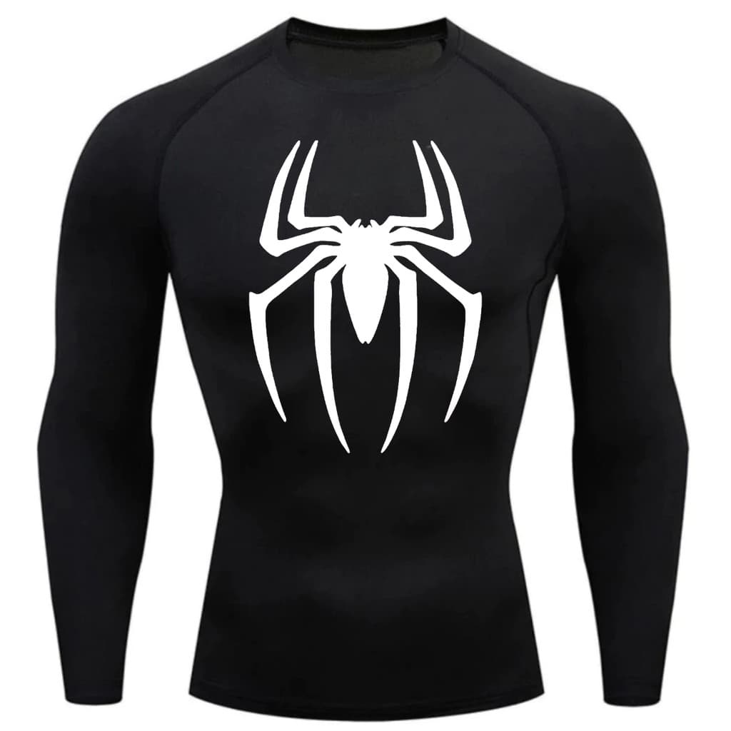 Camisa Compressão Proteção Uv 50+ Estampada Tecido Gelado Segunda Pele Manga Longa Spider Man Homem Aranha Rash Guard