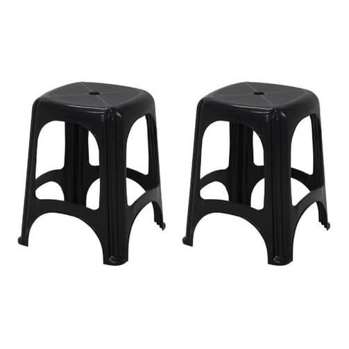 Kit 2 Bancos De Plástico Tramontina Banquetas Niterói Preto