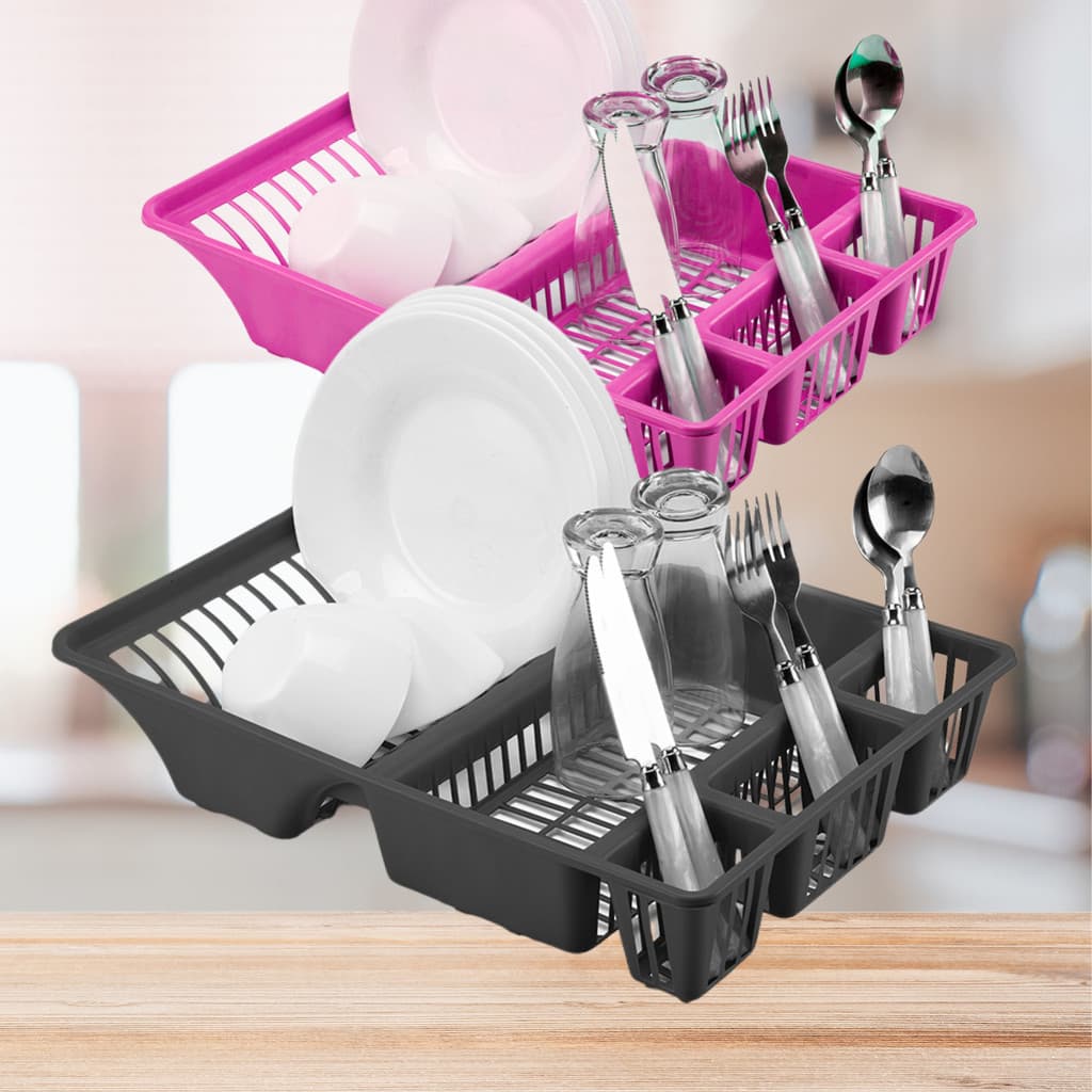 Escorredor de Louças 12 Pratos Cozinha Plástico Preto Escorredor Louça Copos Talheres
