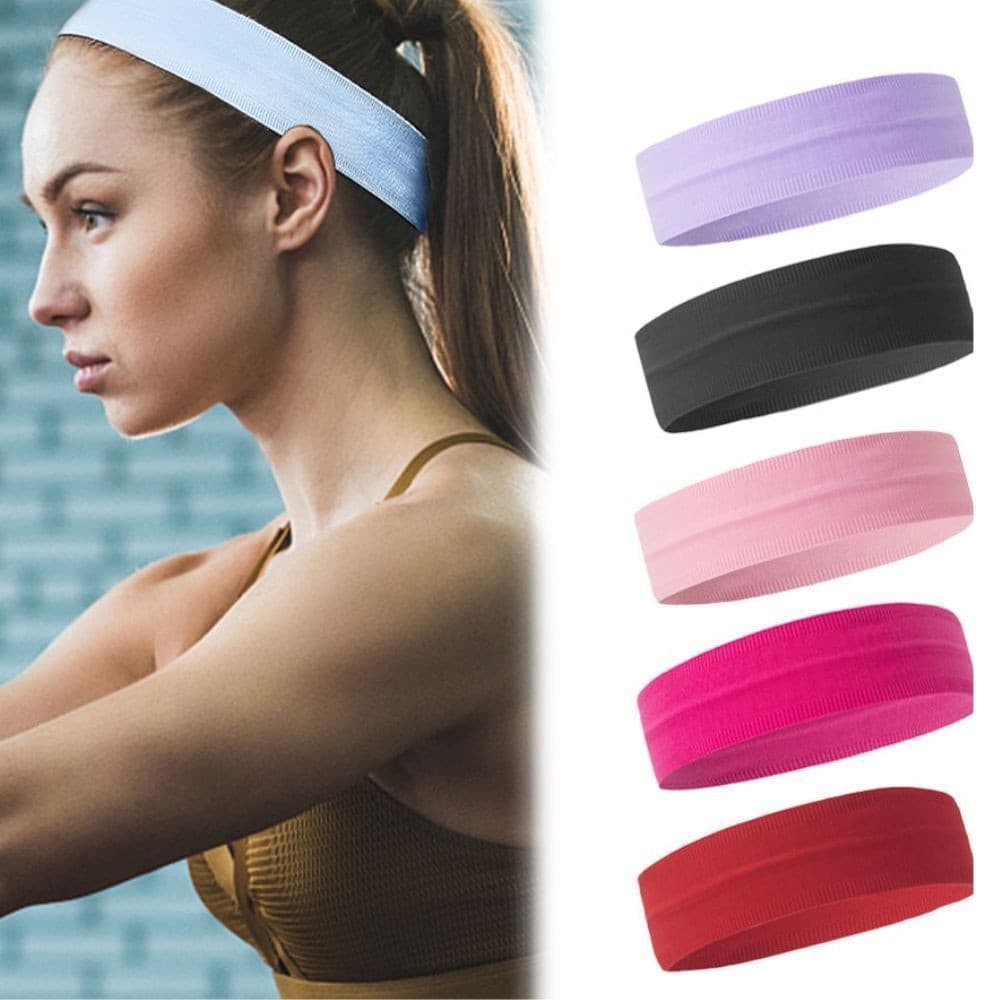 kit 5 Faixas De Cabelo yoga Elástico Esportes Correndo Fitness Headwear Turbante Cabeça cores Sortidas