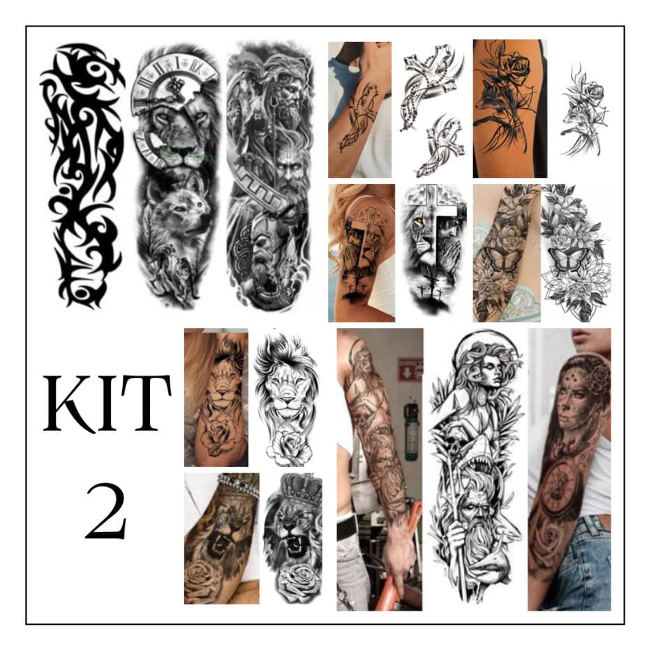 Kit 2 Tattoo Fake a Prova D'água Unisex Realistas 3D Festa Social Verão Praia Unisex-Tatuagem Temporária Luca
