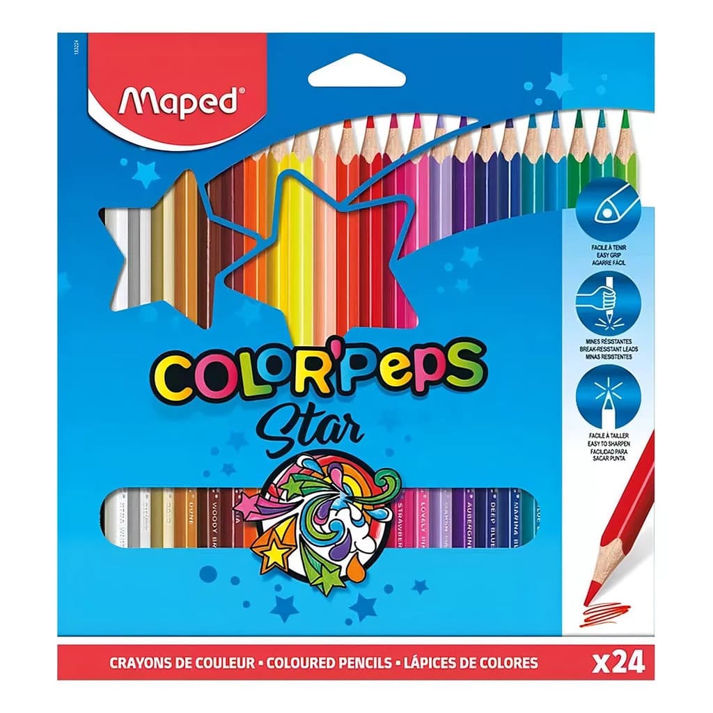 Lapis 24 Cores Color Peps Star Triangular - Maped