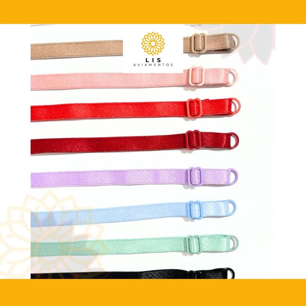 10 pares de alça pronta para sutiã (Alta Qualidade) (9,5 mm X 35cm) para produção de moda íntima