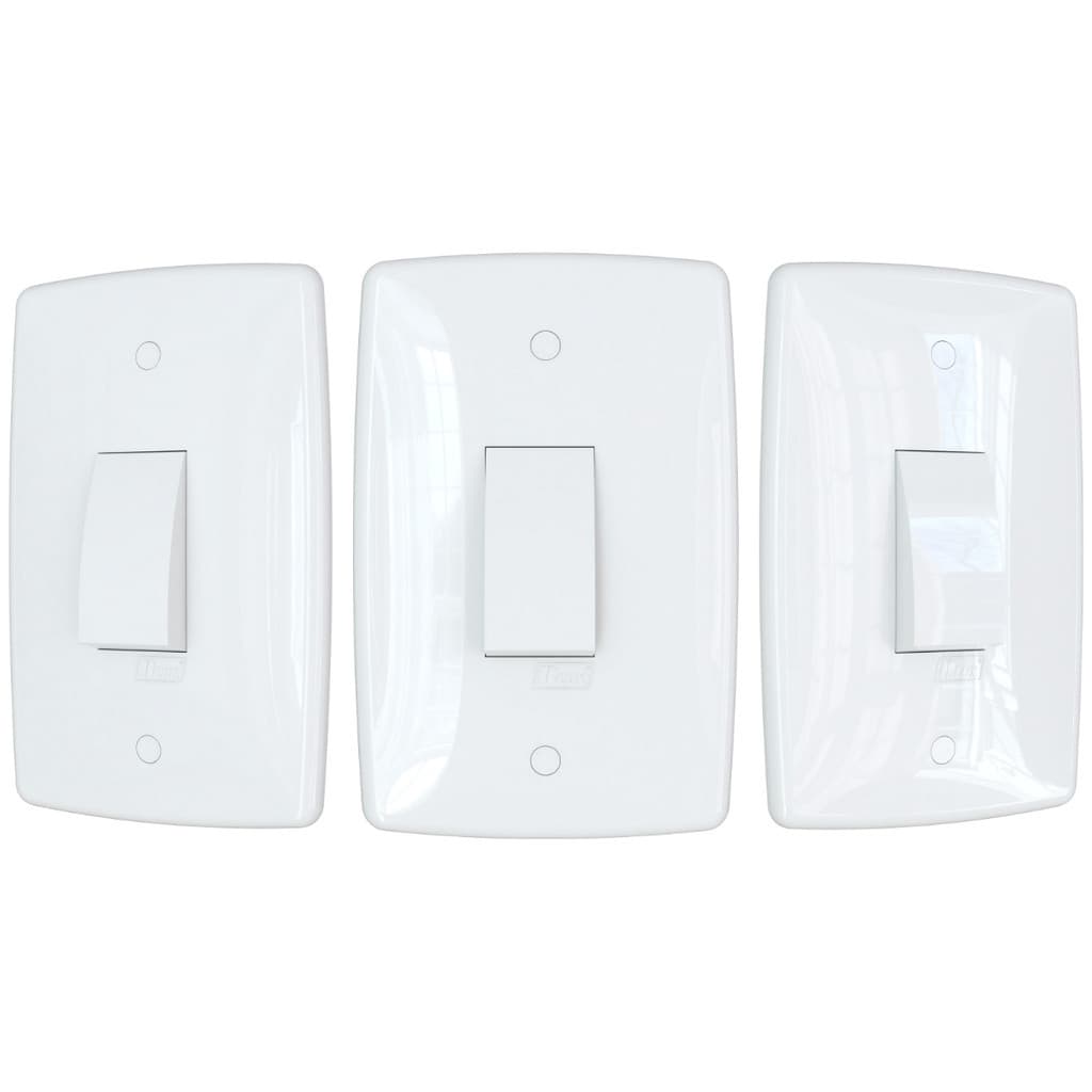 3 Interruptores de Luz Simples Vertical Branco Finesse+ B.lux