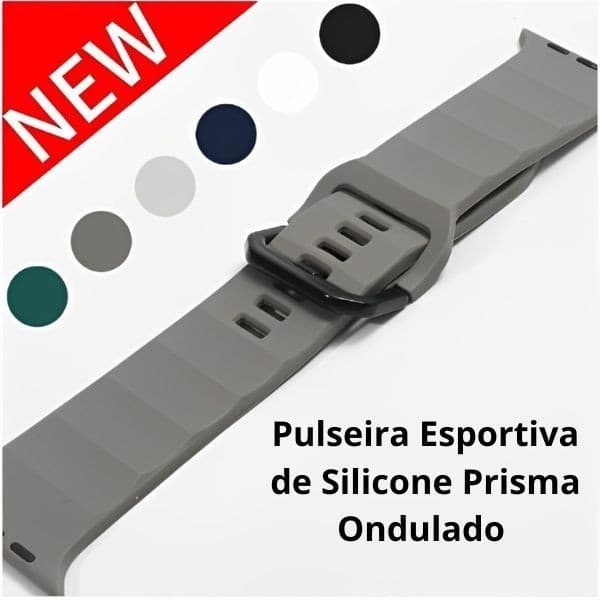 Pulseira para Smartwatch Silicone com fivela Ondulado Prisma Novidade Macio e confortavel