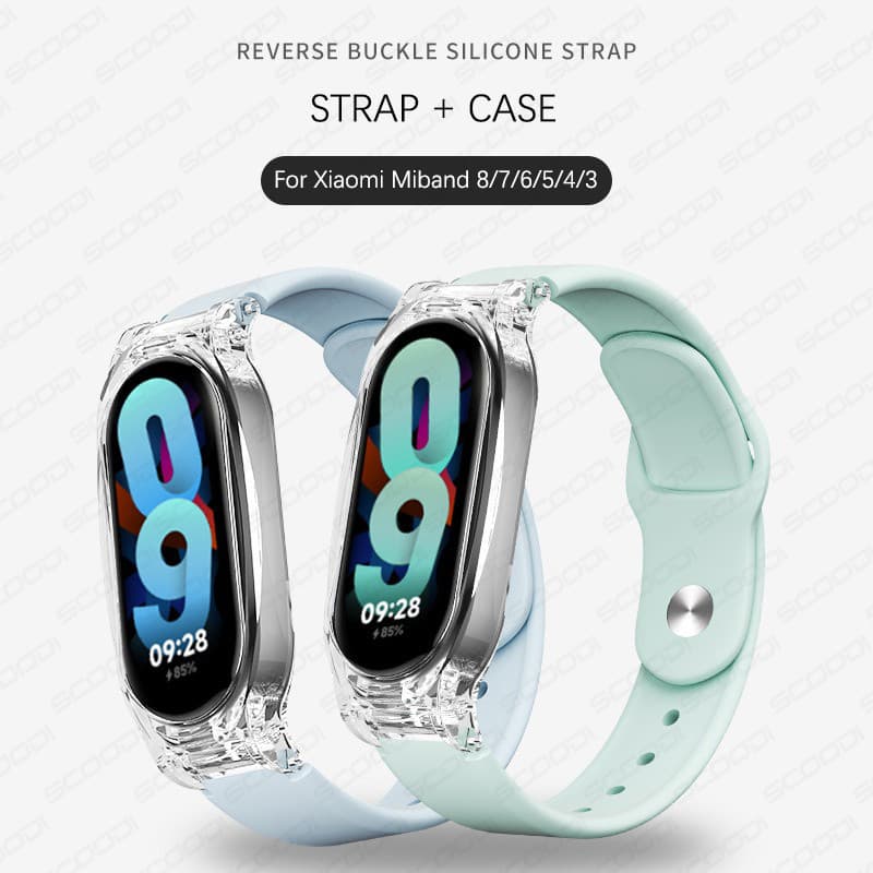 Pulseira De Silicone Com Capa Para Xiaomi Mi Band 10 9 8 7 6 5 4 3 Relógio Miband 10/9/8/7/6/5/4/3 Moda Cor Sólida Macia