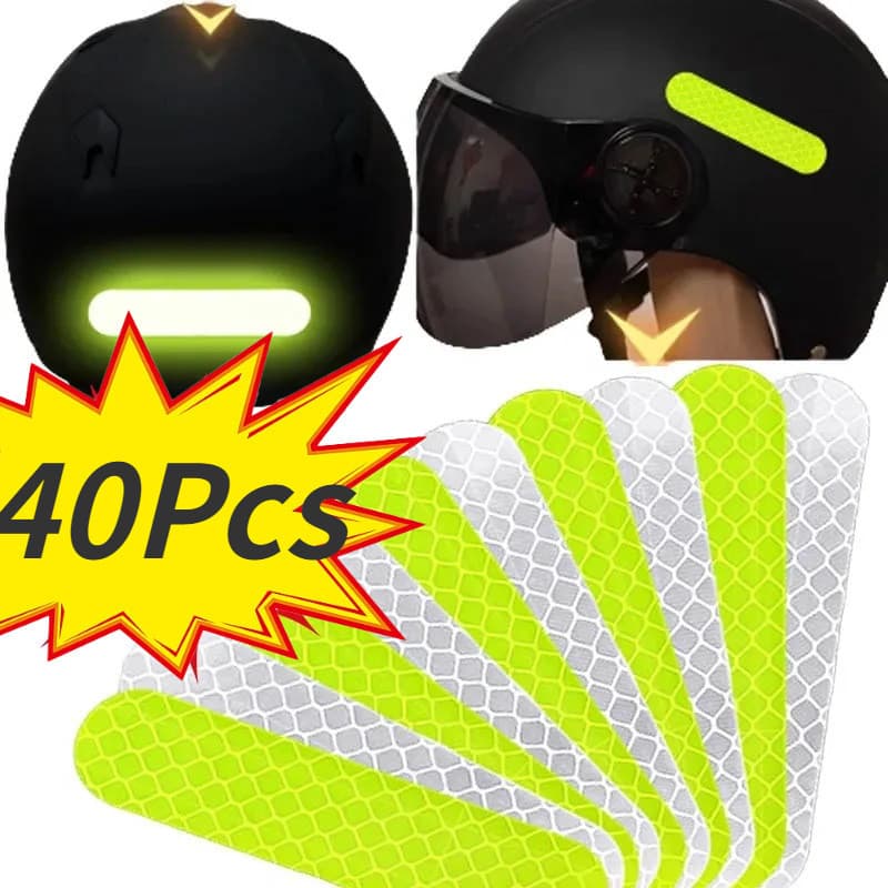 40Pcs Adesivos Refletivos Para Capacete De Motocicleta De Alta Visibilidade Fitas Refletivas De Segurança Refletoras Retro Sinais De Aviso Acessórios