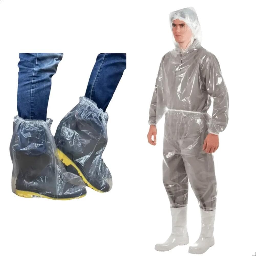 Capa De Chuva Resistente para Moto E Agro Capa Calça E Bota Plástica Transparente