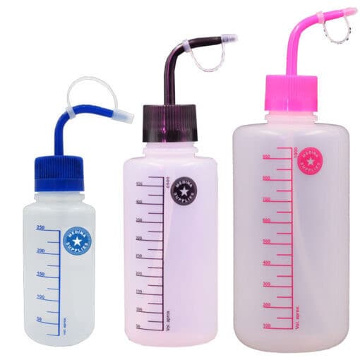 Pisseta Graduada Bico Curvo By Medina® - Frasco Espumador - Borrifador Tatuagem - Almotolia Cores